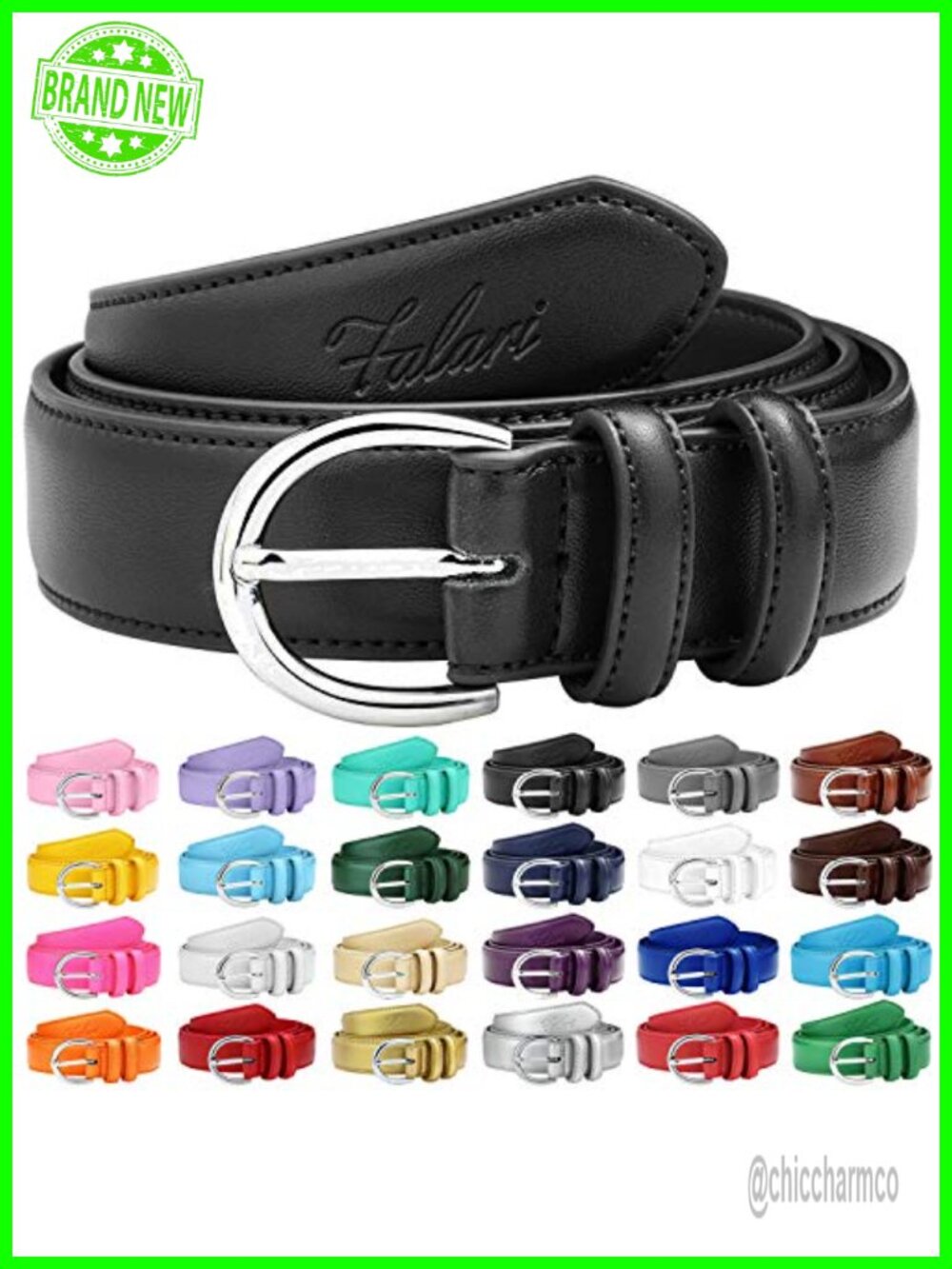 Genuine Leather Women's Dress Belt Single Prong Buckle